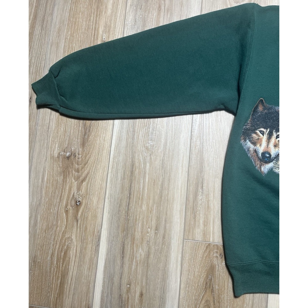 Wolfpack Double Side Green Sweatshirt Utah Ogden Valley - Vintage Size Large - Picture 7 of 13